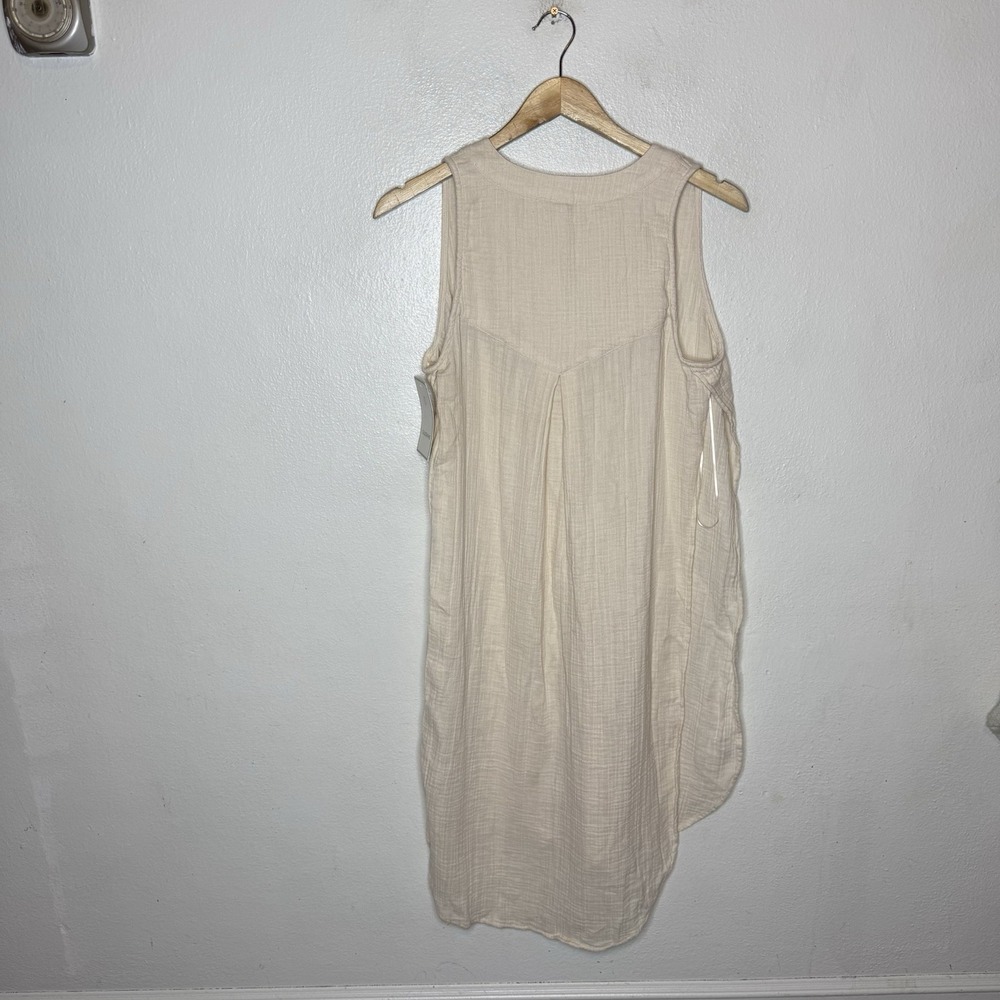 New Calligraphie Cream Textured Sleeveless Dress Open Sides‎ Womens Small - Picture 6 of 11